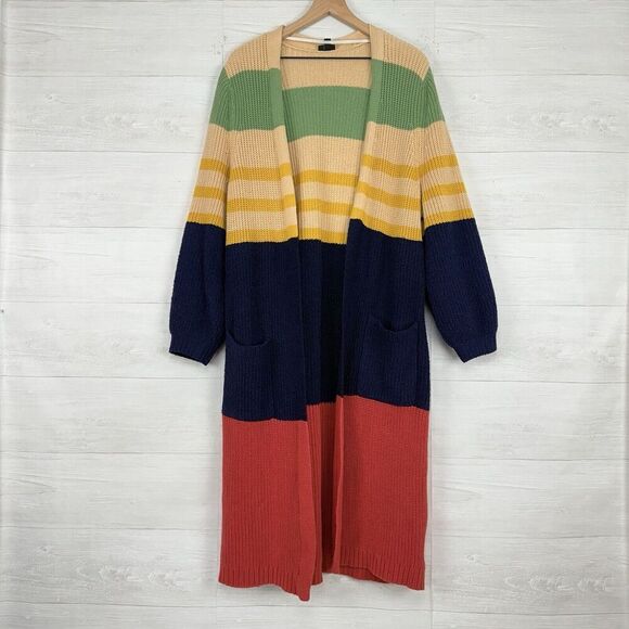 torrid Sweaters - Torrid Sweater Knit Long Duster Cardigan 2X Mix Yarn Color Block Open Front